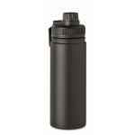 Insulated steel drinking bottle with carrying strap, 500 ml black colour