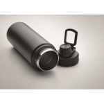 Insulated steel drinking bottle with carrying strap, 500 ml black colour third photographic view