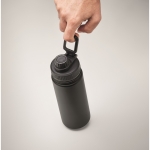 Insulated steel drinking bottle with carrying strap, 500 ml black colour fourth photographic view