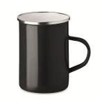 Vintage-look enamelled metal mug with white interior, 550 ml black colour