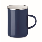 Vintage-look enamelled metal mug with white interior, 550 ml blue colour