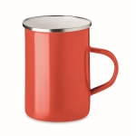 Vintage-look enamelled metal mug with white interior, 550 ml red colour