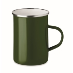 Vintage-look enamelled metal mug with white interior, 550 ml green colour