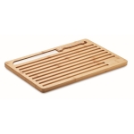 Wooden board set with bread cutting knife wood colour