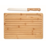 Wooden board set with bread cutting knife wood colour third view