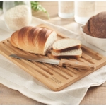 Wooden board set with bread cutting knife wood colour second ambient view 2