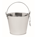 Metal drinks bucket with opener and carrying handle, 4 L matt silver colour