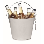 Metal drinks bucket with opener and carrying handle, 4 L matt silver colour second view