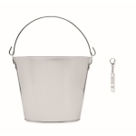 Metal drinks bucket with opener and carrying handle, 4 L matt silver colour fifth view