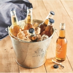 Metal drinks bucket with opener and carrying handle, 4 L matt silver colour main ambient view