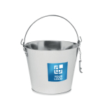 Metal drinks bucket with opener and carrying handle, 4 L view with print area