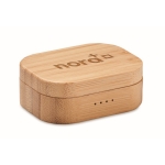 2 Bluetooth earphones TWS 5.0, 3hrs playback, bamboo case wood colour second main view