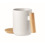 Mug with bamboo handle and lid for gifting, 380 ml white colour second view