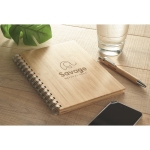 Notebook with bamboo cover and cream pages, A5 wood colour main ambient view