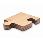 Coaster set of 4 puzzle pieces wood colour third view