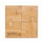 Coaster set of 4 puzzle pieces wood colour main view