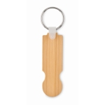 Affordable bamboo keyring with a chip for shopping cart shape wood colour third view