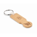 Affordable bamboo keyring with a chip for shopping cart shape wood colour main view