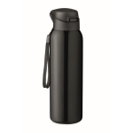 Large steel thermos bottle with straw, 580 ml black colour