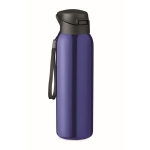 Large steel thermos bottle with straw, 580 ml blue colour