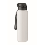 Large steel thermos bottle with straw, 580 ml white colour