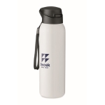 Large steel thermos bottle with straw, 580 ml white colour main view