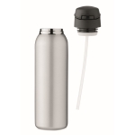 Large steel thermos bottle with straw, 580 ml matt silver colour fifth view