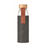 Glass drinking bottle, RPET polyester protective cover, 500 ml dark grey colour fourth view