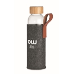 Glass drinking bottle, RPET polyester protective cover, 500 ml dark grey colour main view