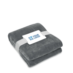 Warm wool blanket, RPET with a card, 280 g/m2 dark grey colour view with print area