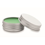 Vegan vanilla flavour lip balm tin, SPF 10 green colour second view