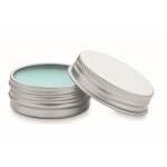 Vegan vanilla flavour lip balm tin, SPF 10 light blue colour second view