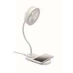 Table fan with LED light and wireless charging station white colour second view