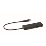 USB hub, 3 Type A ports and 1 Type C port black colour