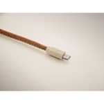 3-in-1 charging cable with cork trim and multiple connectors beige colour sixth photographic view