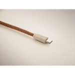 3-in-1 charging cable with cork trim and multiple connectors beige colour photographic view