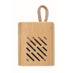 Compact bamboo portable 5.0 Bluetooth speaker with light wood colour fourth view