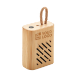 Compact bamboo portable 5.0 Bluetooth speaker with light view with print area