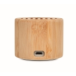 Wireless 5.3 Bluetooth speaker made of bamboo with LED light wood colour fourth view