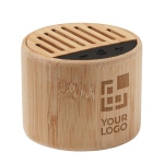 Wireless 5.3 Bluetooth speaker made of bamboo with LED light view with print area