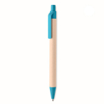 Eco blue-ink pen, made of recycled milk cartons turquoise colour