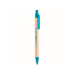 Eco blue-ink pen, made of recycled milk cartons turquoise colour view with print area