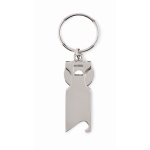 Metal shopping trolley coin keyring with bottle opener matt silver colour fourth view