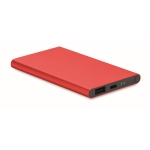 Robust external battery, aluminium, elegant colours, 4,000 mAh red colour