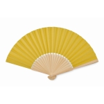 Wooden fan in different colours yellow colour