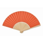 Wooden fan in different colours orange colour