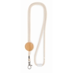 Cotton lanyard with bamboo pendant and safety lock beige colour second view