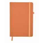 Notebook with recycled PU cover, lined pages, A5 orange colour second view