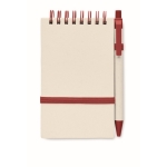 Notepad & matching pen made from recycled milk cartons, A6 red colour second view