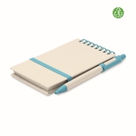 Notepad & matching pen made from recycled milk cartons, A6 turquoise colour